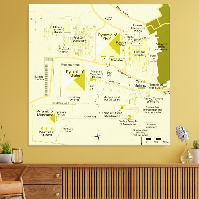 Map of Giza pyramid complex Diagram  Canvas Print (Insitu(LivingRoom))