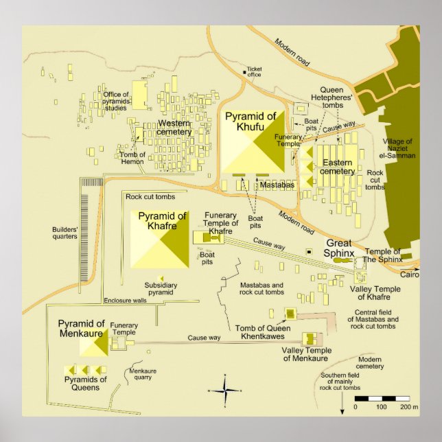 Map of Giza pyramid complex Diagram  Poster (Front)