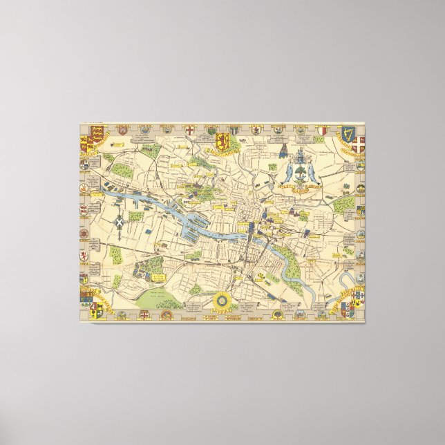 Map of Glasgow, England Canvas Print (Front)