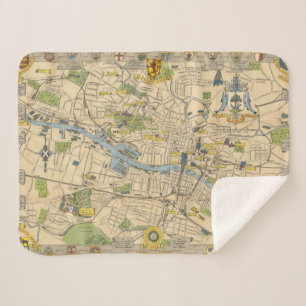 Map of Glasgow, England Sherpa Blanket