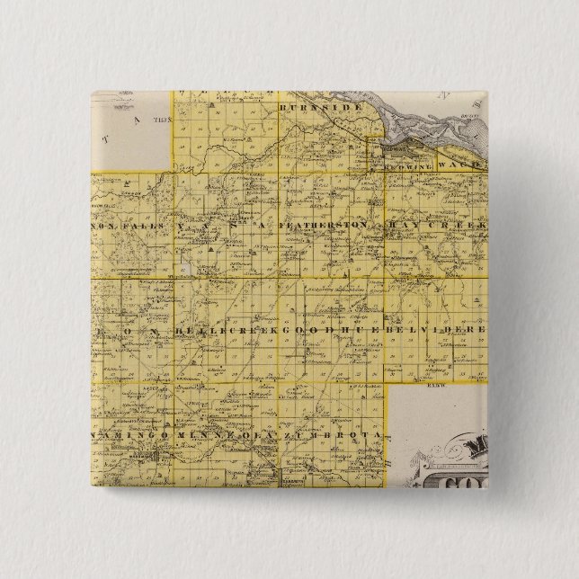 Map of Goodhue County, Minnesota 2 Inch Square Button (Front)