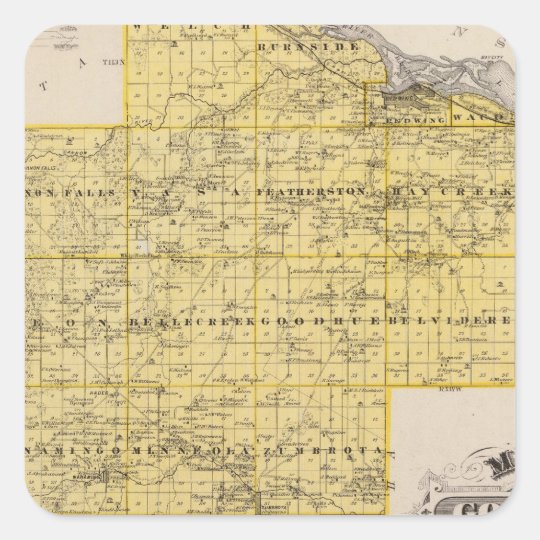 Map of Goodhue County, Minnesota Square Sticker Zazzle.ca