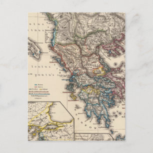 Map of Graecia, Macedonia, Thracia Postcard