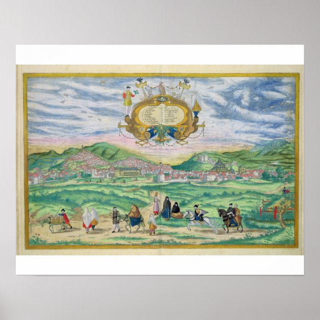 Map of Granada, from 'Civitates Orbis Terrarum' by Poster (Front)