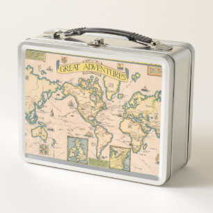 Map of Great Adventures Metal Lunch Box