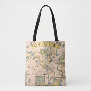 Map of Great Adventures Tote Bag