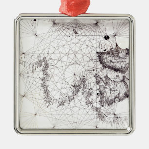Map of Great Britain, France and Spain, 1473 Metal Ornament