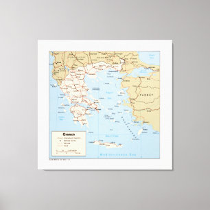 Map of Greece (1984) Canvas Print