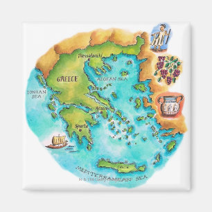 Map of Greece Isles Magnet