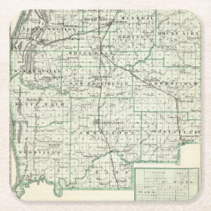 Map of Green County and Carrollton Square Paper Coaster