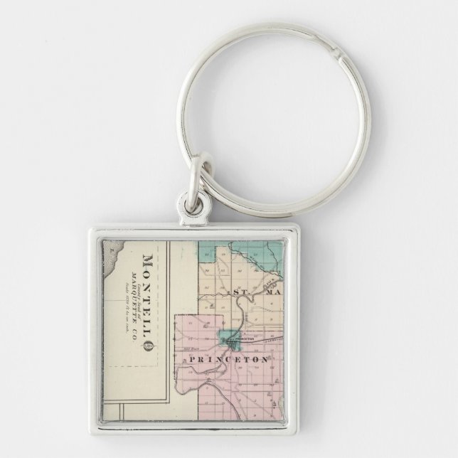 Map of Green Lake County, State of Wisconsin Keychain (Front)