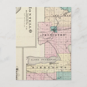 Map of Green Lake County, State of Wisconsin Postcard