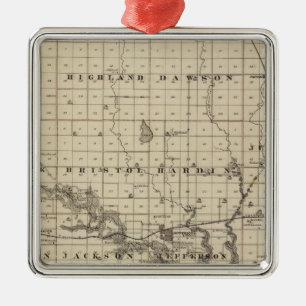 Map of Greene County, State of Iowa Metal Ornament