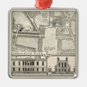 Map of Greenwich Park Metal Ornament