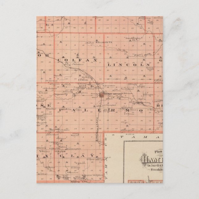 Map of Grundy County, State of Iowa Postcard (Front)