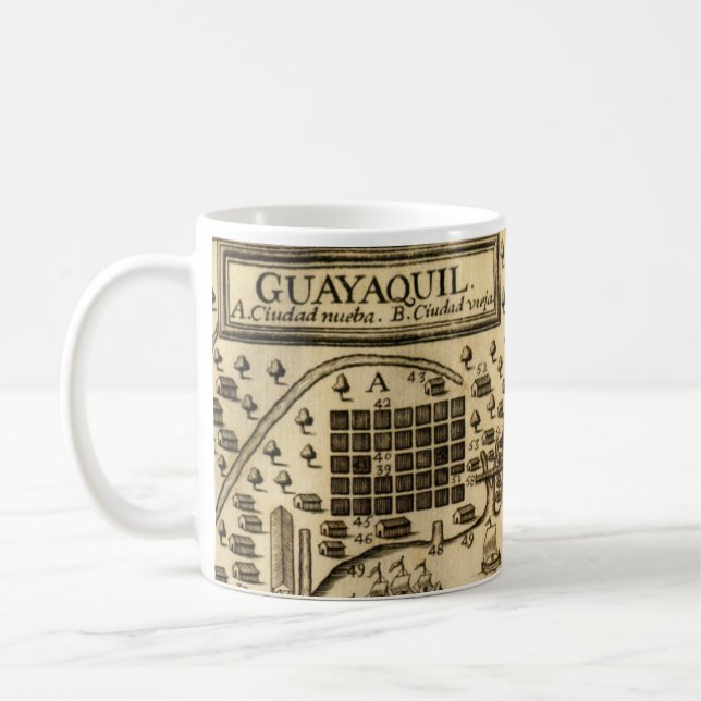 Map of Guayaquil, Ecuador (1741) Coffee Mug (Left)
