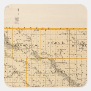 Map of Guthrie County, State of Iowa Square Sticker