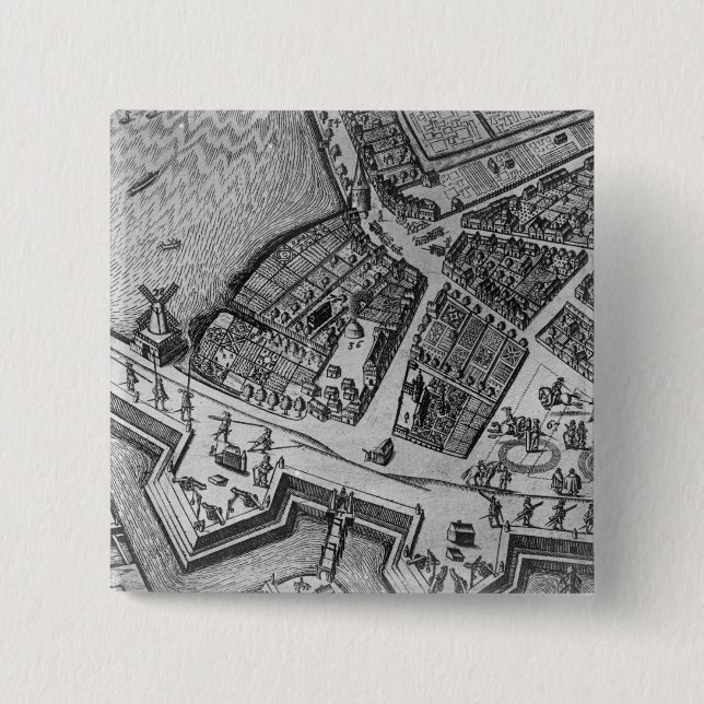 Map of Hamburg 2 Inch Square Button (Front)