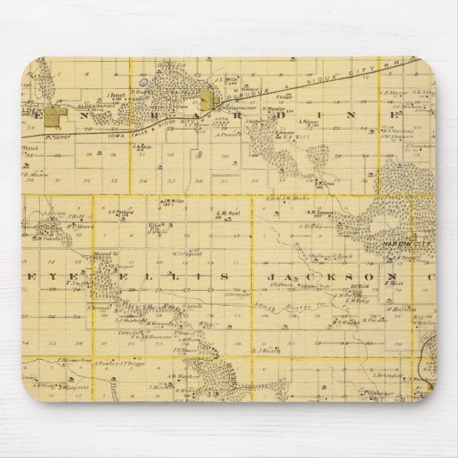 Map of Hardin County, State of Iowa Mouse Pad (Front)