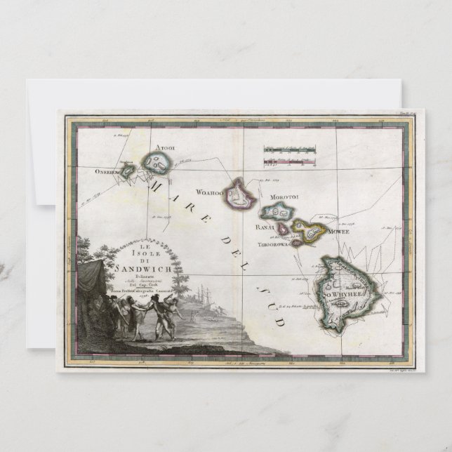 Map of Hawaii with Captain Cook vignette (Front)