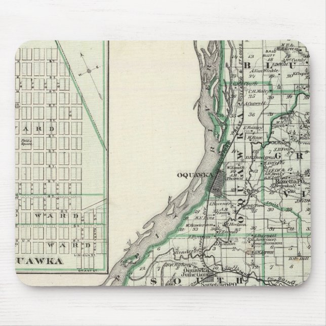 Map of Henderson County and Oquawka Mouse Pad (Front)