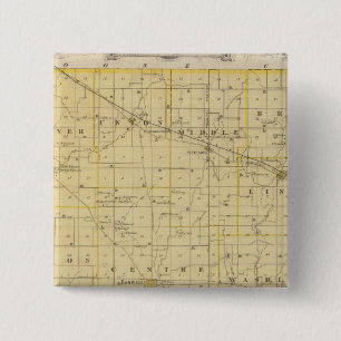 Map of Hendricks County 2 Inch Square Button