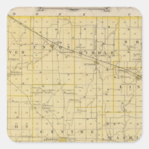 Map of Hendricks County Square Sticker