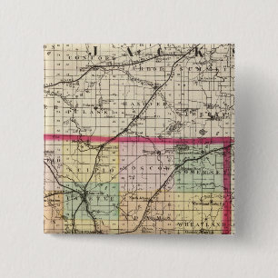 Map of Hillsdale County, Michigan 2 Inch Square Button