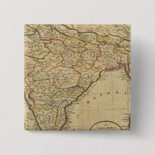 Map of Hindostan or India 2 Inch Square Button