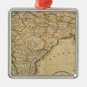 Map of Hindostan or India Metal Ornament