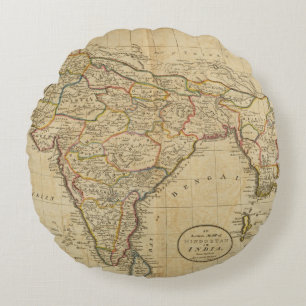Map of Hindostan or India Round Pillow