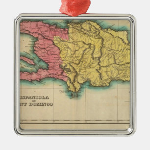 Map Of Hispaniola, Or St Domingo Metal Ornament