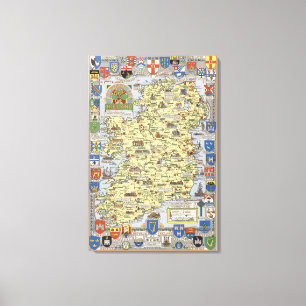 Map of Historical Ireland Canvas Print