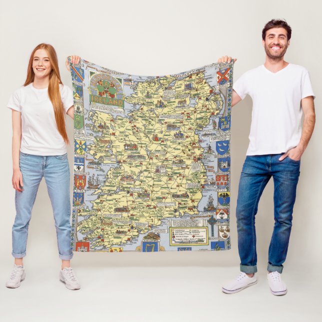 Map of Historical Ireland Fleece Blanket (In Situ)