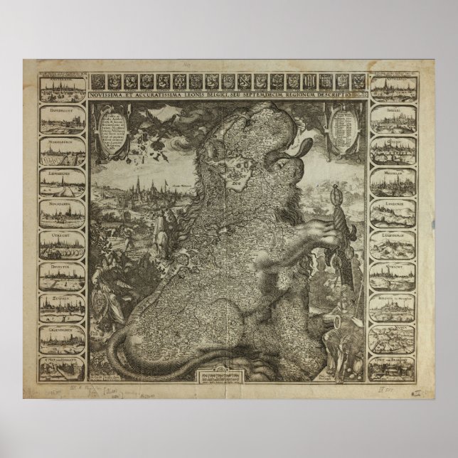Map of Holland 1609 - Claes Jansz Visscher Poster (Front)