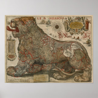 Map of Holland and Belgium - 1630 Poster