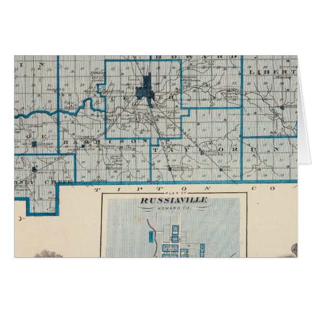 Map of Howard County with Russiaville (Front Horizontal)