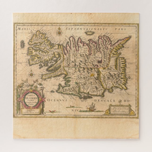 Map of Iceland (Blaeu, 1645) Jigsaw Puzzle (Vertical)