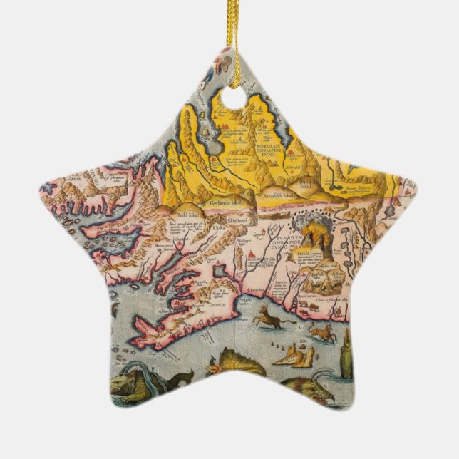 Map of Iceland Ceramic Ornament (Back)