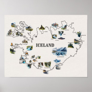 Map of Iceland Poster