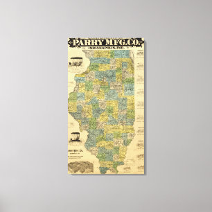 Map of Illinois 2 Canvas Print