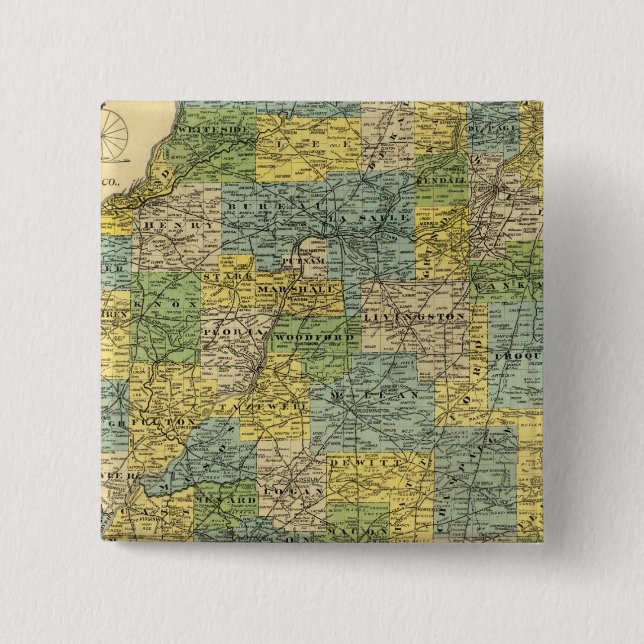 Map of Illinois 2 Inch Square Button (Front)
