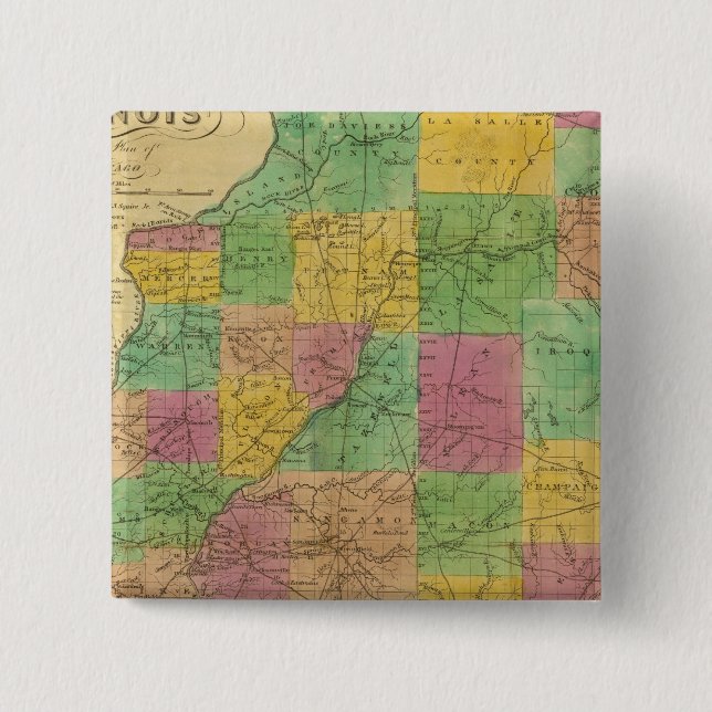 Map of Illinois 2 Inch Square Button (Front)