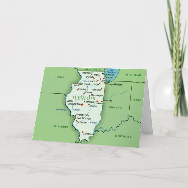 Map of Illinois Greeting Card (Front)