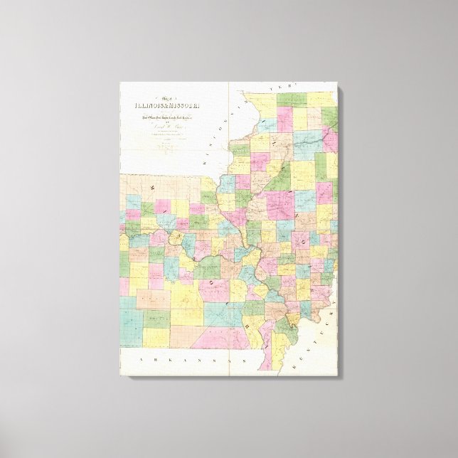 Map of Illinois & Missouri Canvas Print (Front)