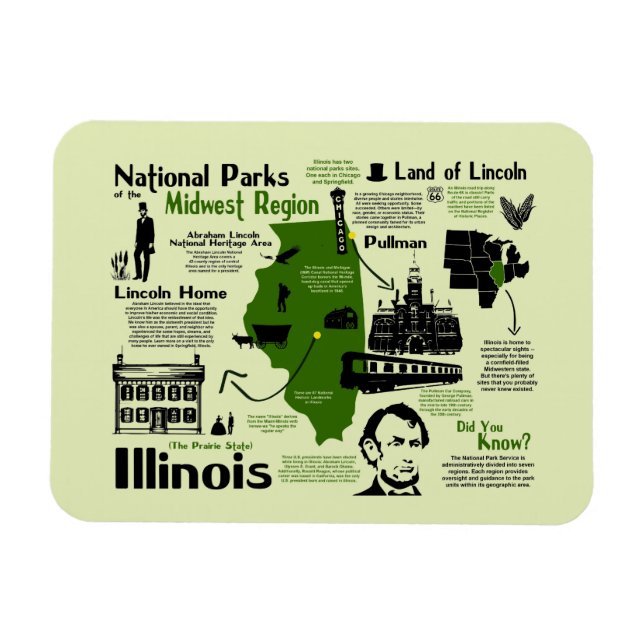 Map of Illinois National Parks Magnet (Horizontal)