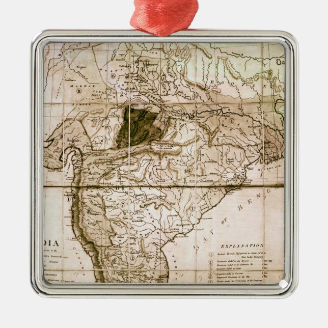 Map of India, 1803 Metal Ornament (Front)