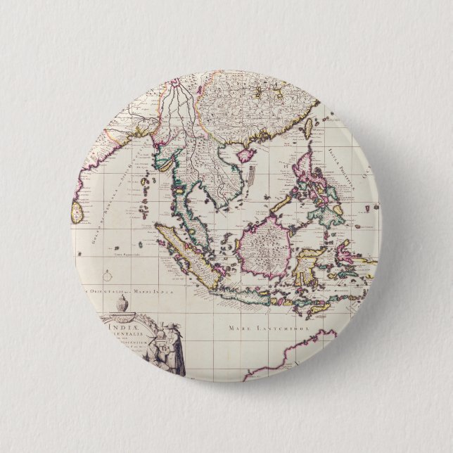Map of India & the East Indies 2 Inch Round Button (Front)