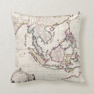Map of India & the East Indies Throw Pillow