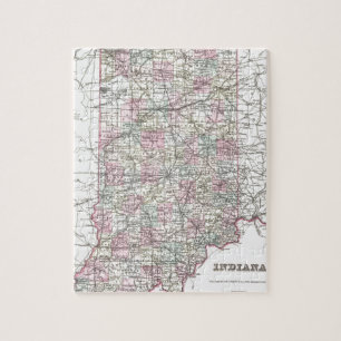 Map of Indiana. Joseph Hutchins Colton Jigsaw Puzzle